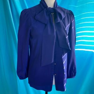 Silk purple long sleeve tie collar blouse
